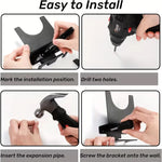 supports muraux outils électriques meuleuse angulaire noir métal mat industriel fixations vis chevilles expansion