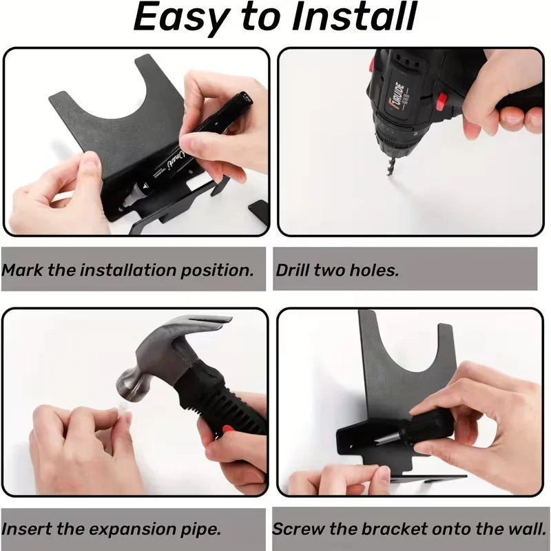 supports muraux outils électriques meuleuse angulaire noir métal mat industriel fixations vis chevilles expansion
