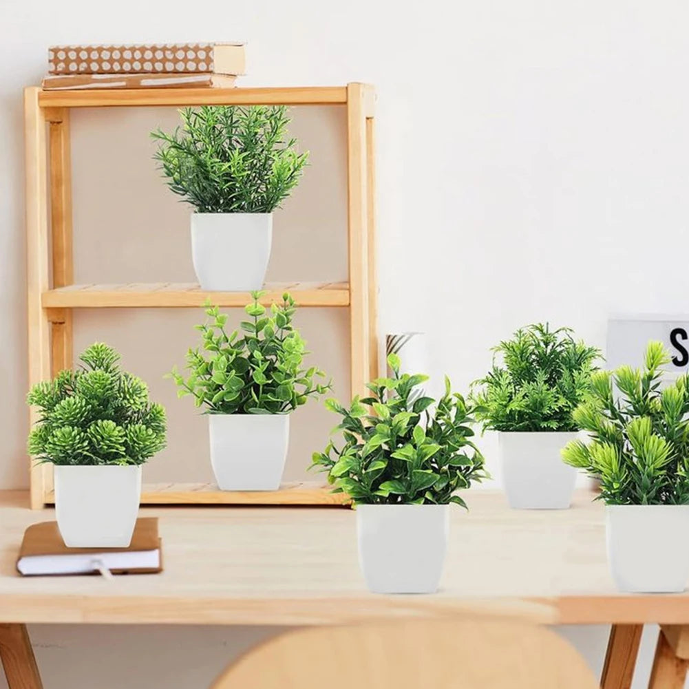 plantes artificielles vertes modernes intérieur décoration maison sans entretien pot blanc salon chambre