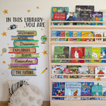 sticker mural décoration bibliothèque livres colorés adhésif durable enfant ludique