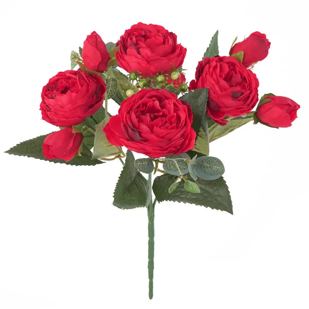 bouquets fleurs artificielles pivoines soie rose clair blanc violet rouge orange romantique extérieur mariage