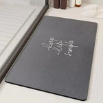 tapis bain rapide absorbant antidérapant moderne gris lettres imprimées cuir texture simple chambre salon