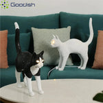 lampe table chat noir blanc résine moderne sans ombre interrupteur tactile étude chambre salon