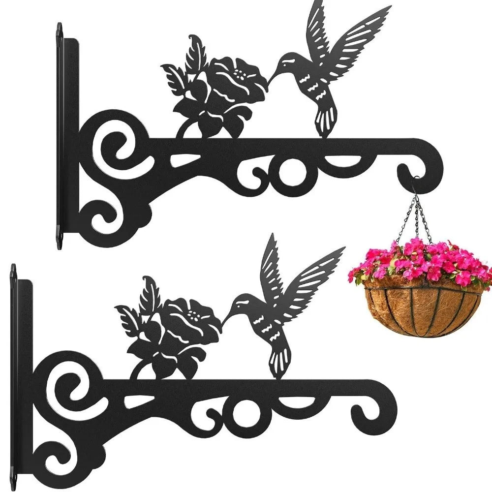 support mural vintage noir crochet floral oiseau love artisanal suspensions plantes décoratives