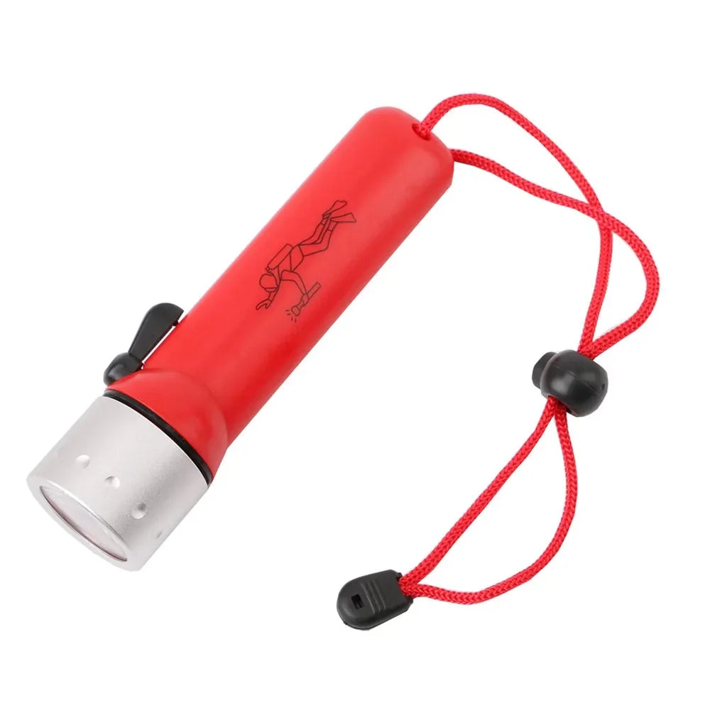 lampe torche sous marine vert fluo argent imprimée plongeur moderne pratique cordon serrure piles