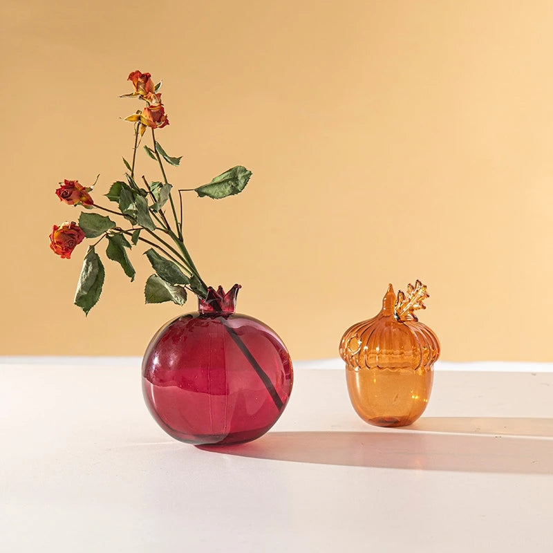vase transparent moderne verre rouge jaune vert orange bleu intérieur fleur pot decoration
