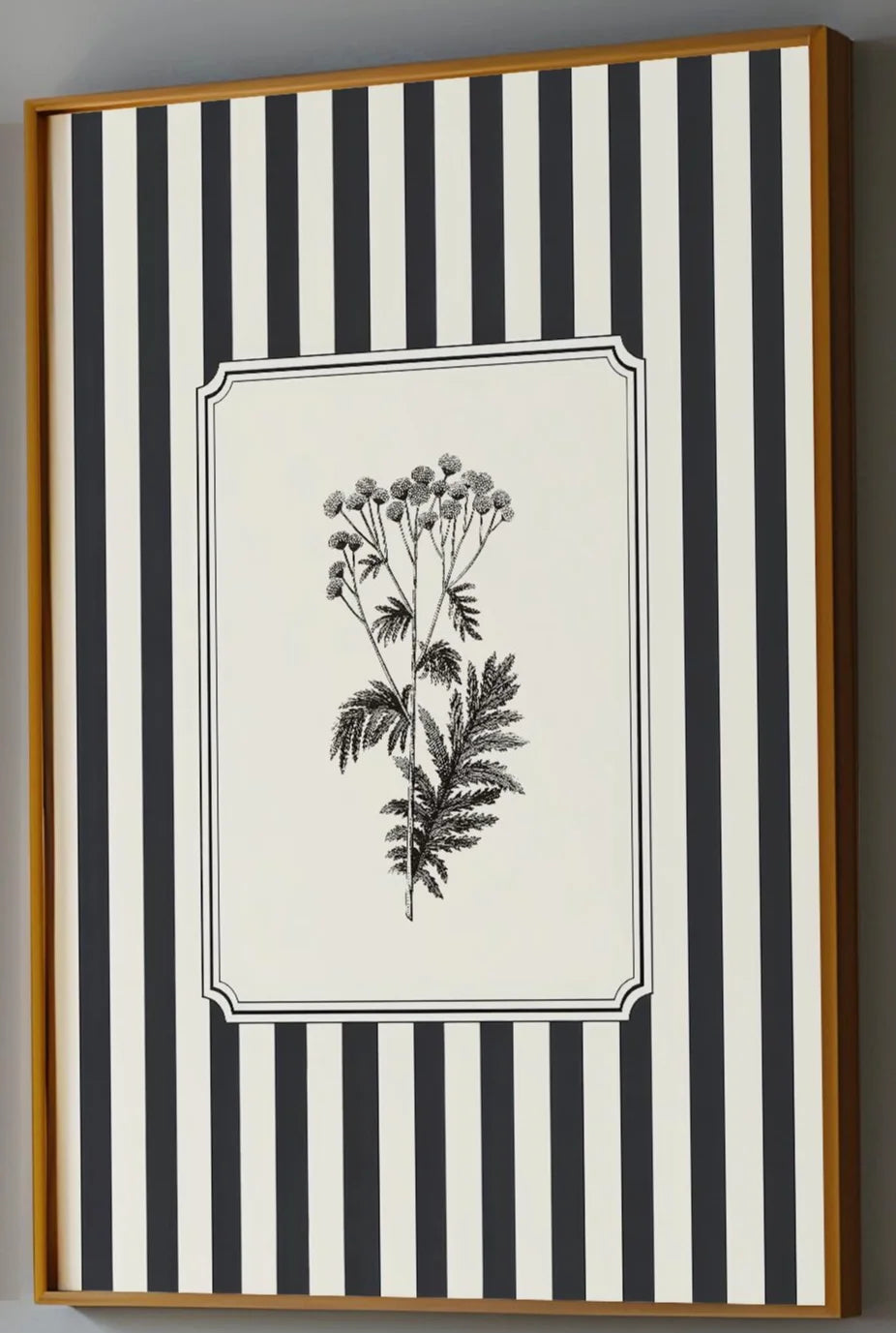 affiche encadrée classique botanique rayures noir blanche abstract toile 40x60cm 50x70cm minimaliste