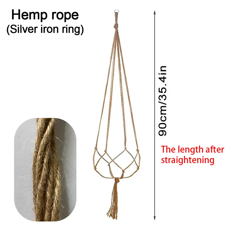 sacs fleurs suspendus macramé boho noir blanc anneaux métalliques rustique