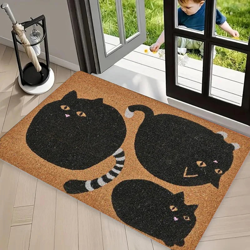 tapis moderne antidérapant chat lapin fleurs entrée garage extérieur durable polyester