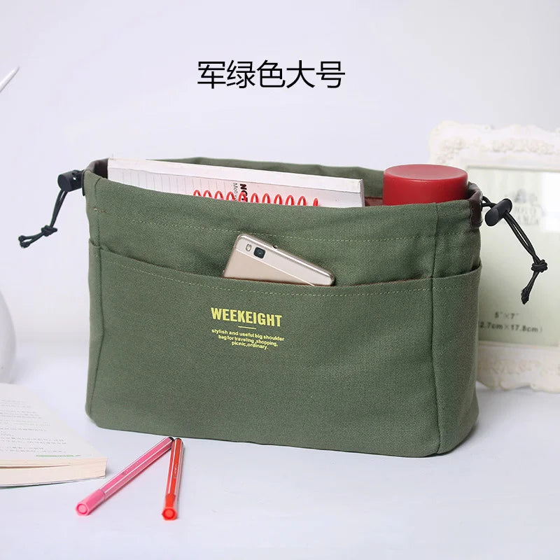 sac rangement toile imperméable multiusage réutilisable décontracté vert olive bleu marine crème