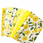 tissus motifs floraux couleurs jaune blanc moderne bricolage couture 40cm 50cm