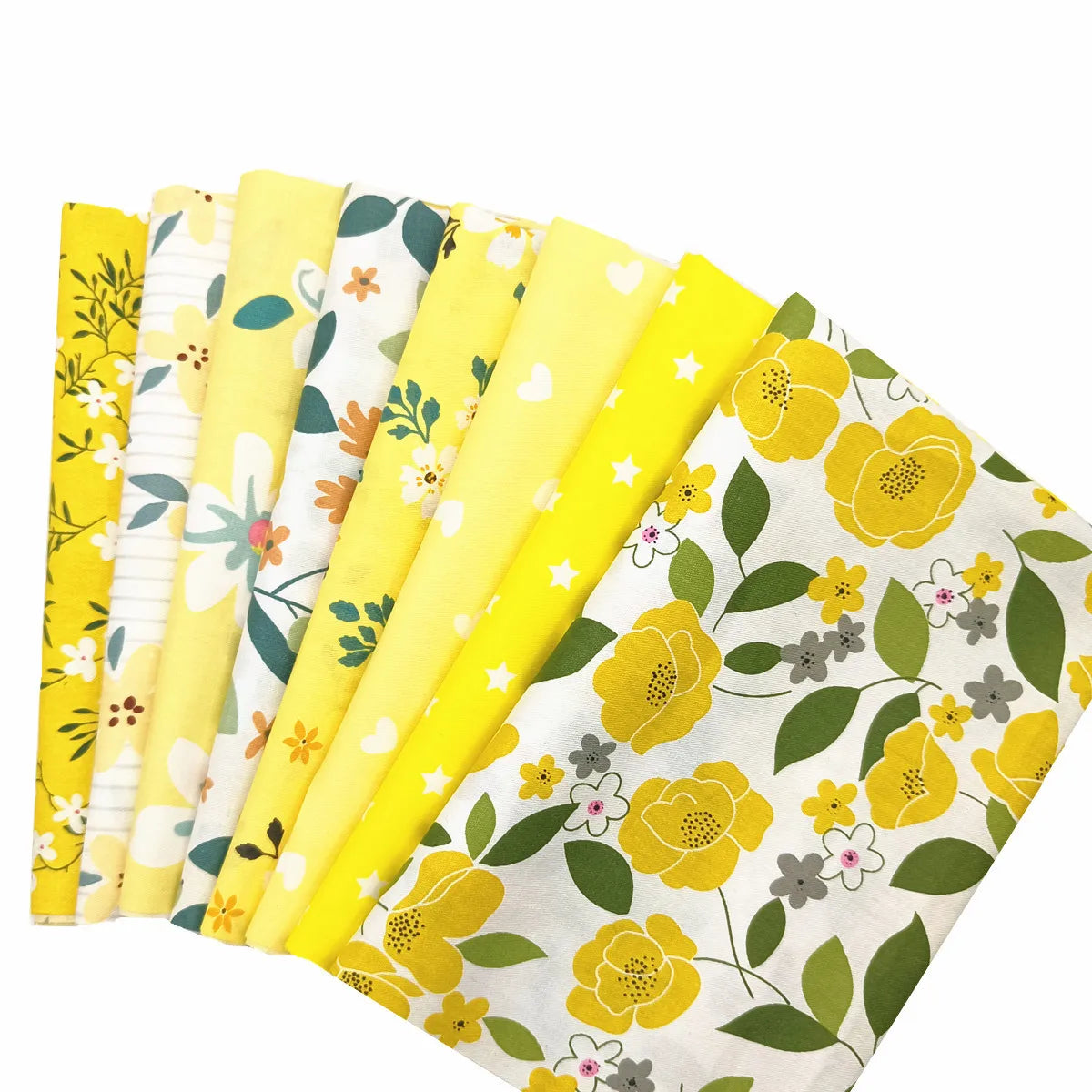 tissus motifs floraux couleurs jaune blanc moderne bricolage couture 40cm 50cm