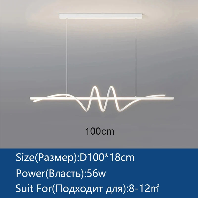 suspension lumineuse moderne minimaliste noir blanc doré ondulé réglable dimmable chambre salon étude