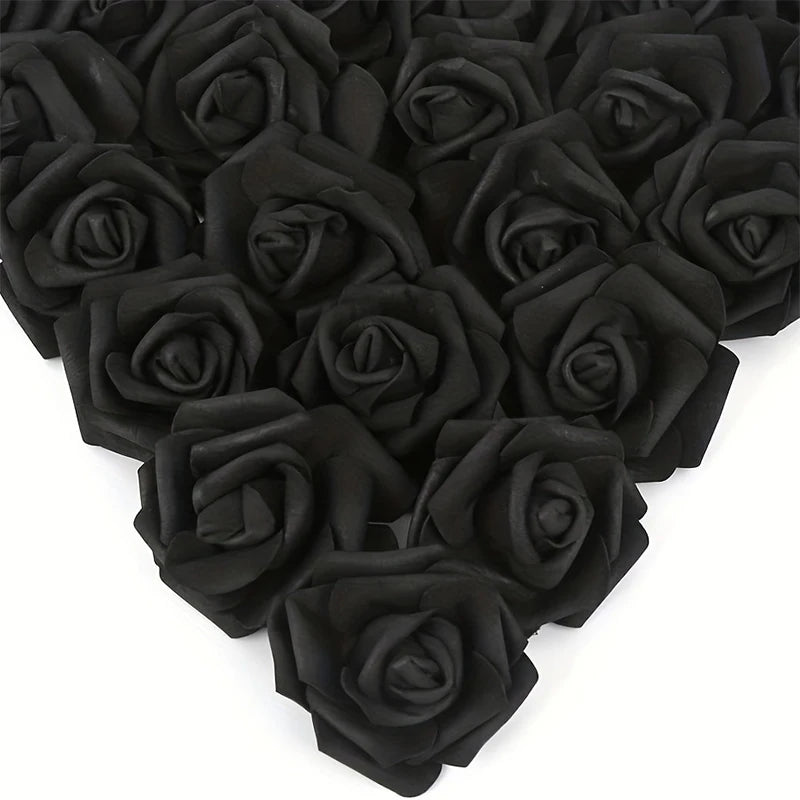 roses artificielles noires fleurs mousse texture veloutée décoration mariage intérieur fête anniversaire maison