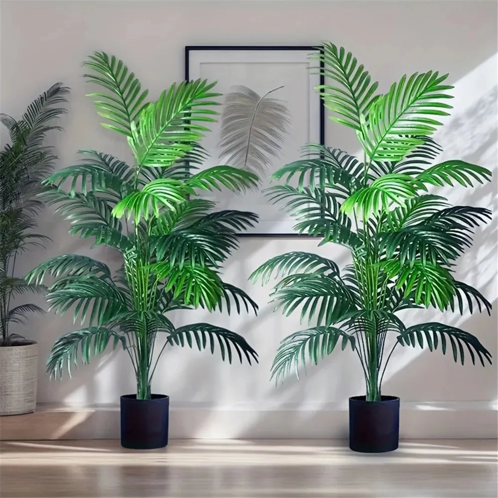plantes artificielles vertes modernes 24 feuilles hauteur 121cm pot noir extérieur