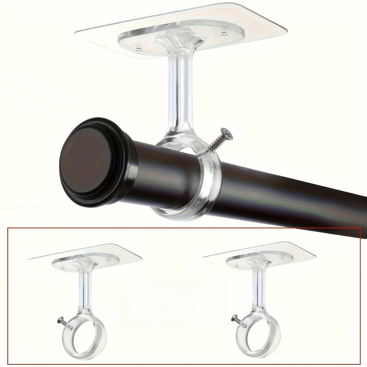 supports rideau transparents noirs vis muraux modernes utilisation multiple rond lisses