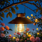 lanterne solaire bronze vintage contemporaine fixée crochets éclairage extérieur jardin