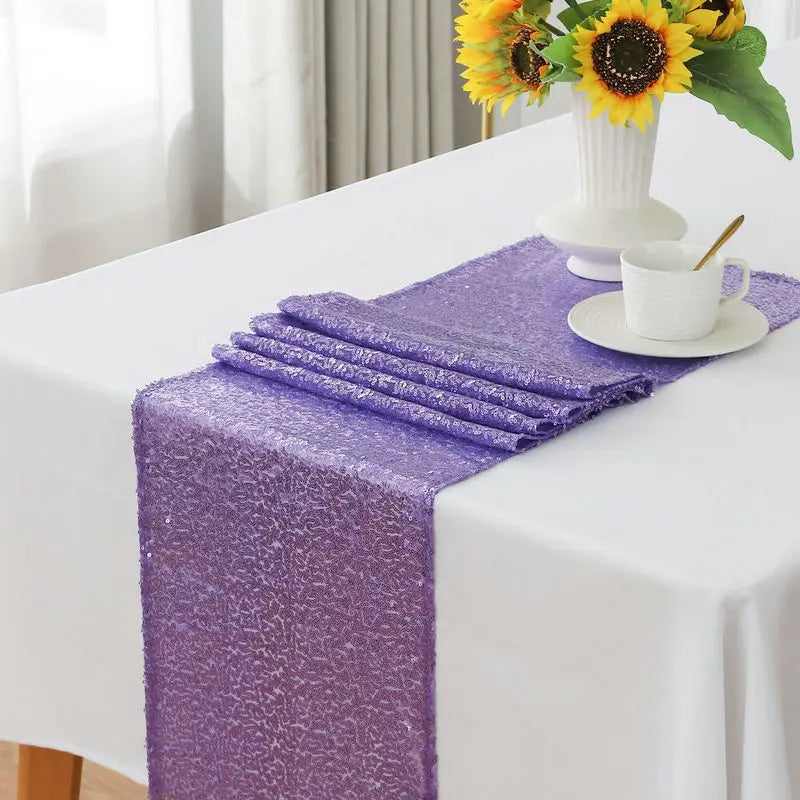 chemin table pailleté moderne bleu rouge noir doré vert rose gris violet festif opaquet