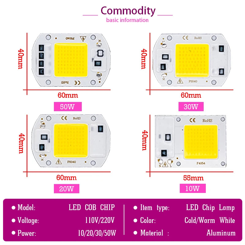 ampoule led chip 10w 20w 30w 50w cold warm white ic intelligent diy éclairageextérieur