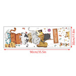 sticker mural multicolore dessin animé chats bienvenue fleurs papillons adhésif chambre enfant deco cartoon
