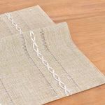 serviettes table moderne rustique beige clair rayures blanches motifs géométriques respectueux environnement setSize30x50cm setSizeCoffee