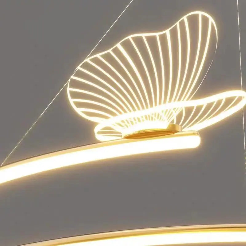 suspension lumineuse papillons blanc doré moderne minimaliste led chambre salonhôtel