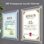 support mural transparent moderne clips certificats A4 acrylique rectangle sans bordure