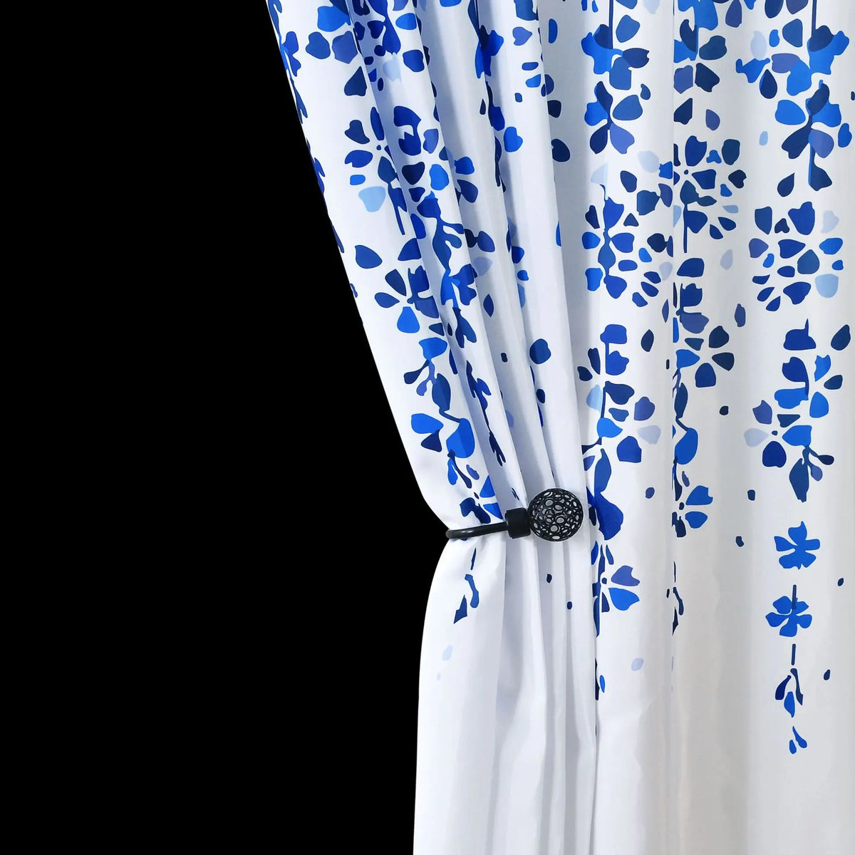 rideau douche tissu polyester blanc motif fleurs moderne élégant salle bain imperméable opaque