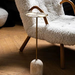 table basse moderne or texture travertin salon chambre coucher minimaliste rond métal inoxydable