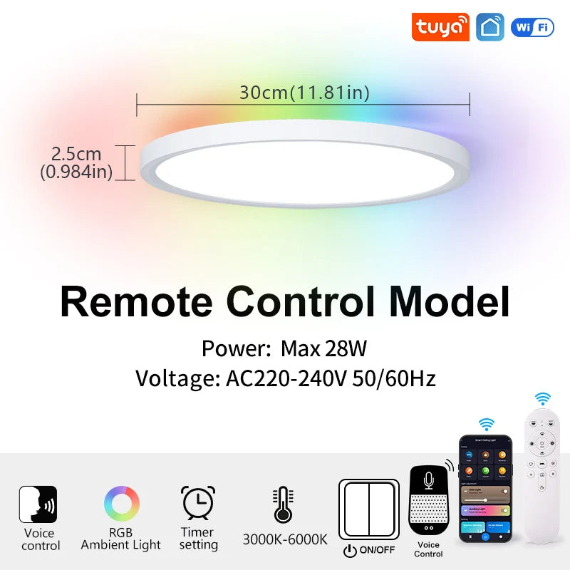 plafonnier intelligent led rgb blanc moderne murale éclairage quotidien adjustable smart lamp