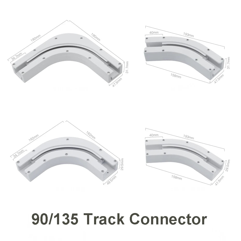 connecteur rail rideau blanc moderne 90 135 degrés dooya trietex