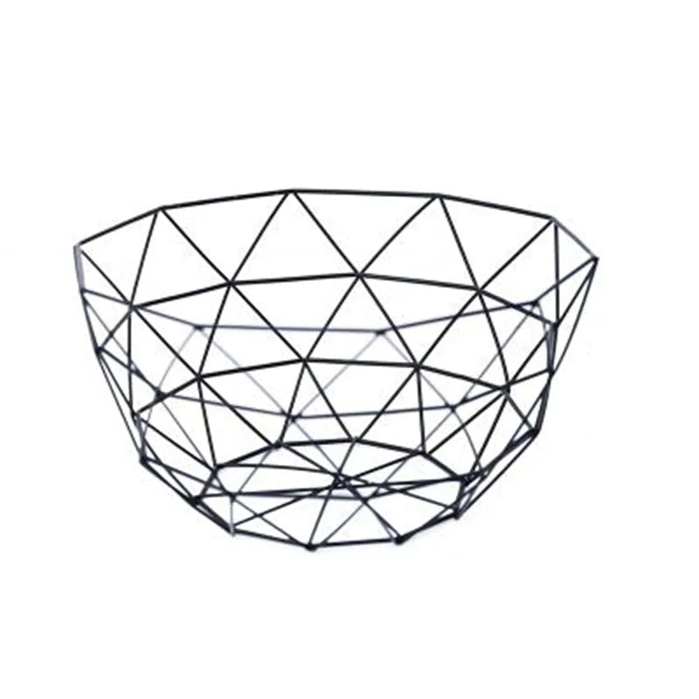 paniers fruits métal noir doré maille géométrique contemporains maison salon