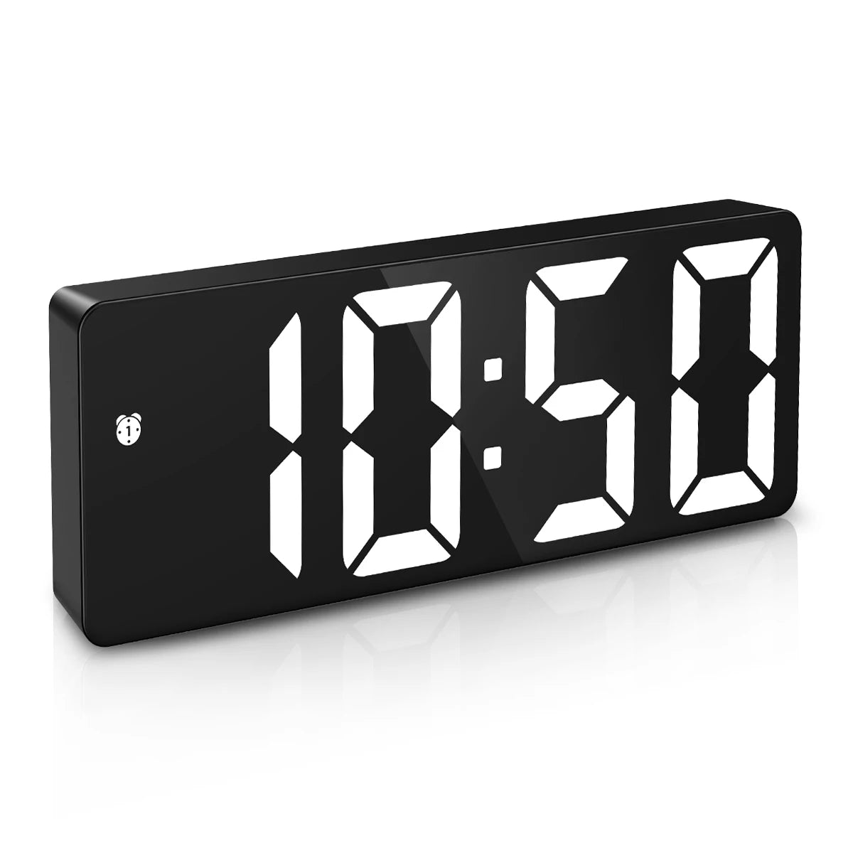 réveil numérique led moderne double alimentation alarme snooze réglage luminosité 12 24h dst mode