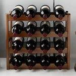présentoir vin bois marron moderne étages 43cm bouteilles étiquettes rusticité.storage rack