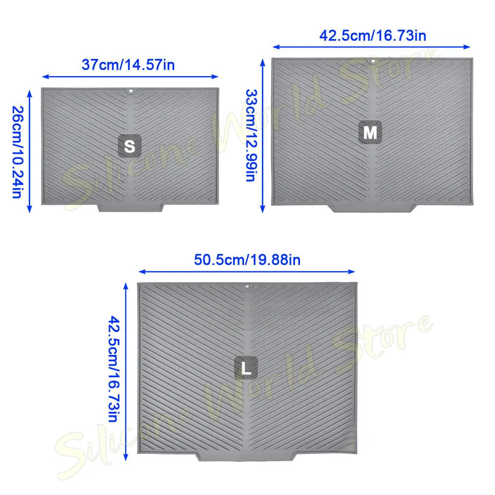 tapis séchage silicone moderne gris rayures diagonales respectueux environnement taille small medium large
