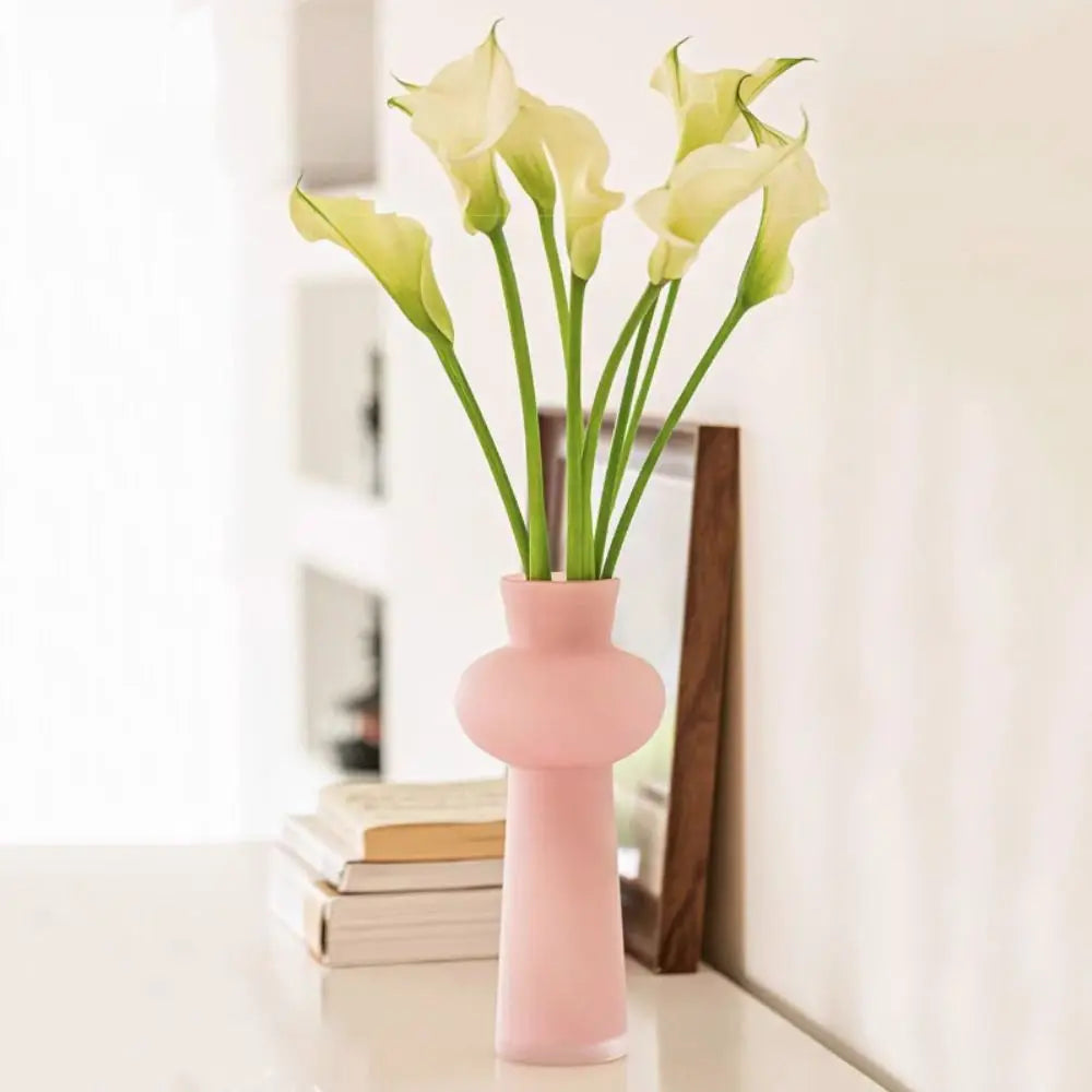 vase transparent moderne vert rose noir fleurs artificielles grande taille