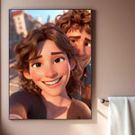 poster personnalisé abstrait multicolore moderne portrait famille couple animal ami décoration cadeau
