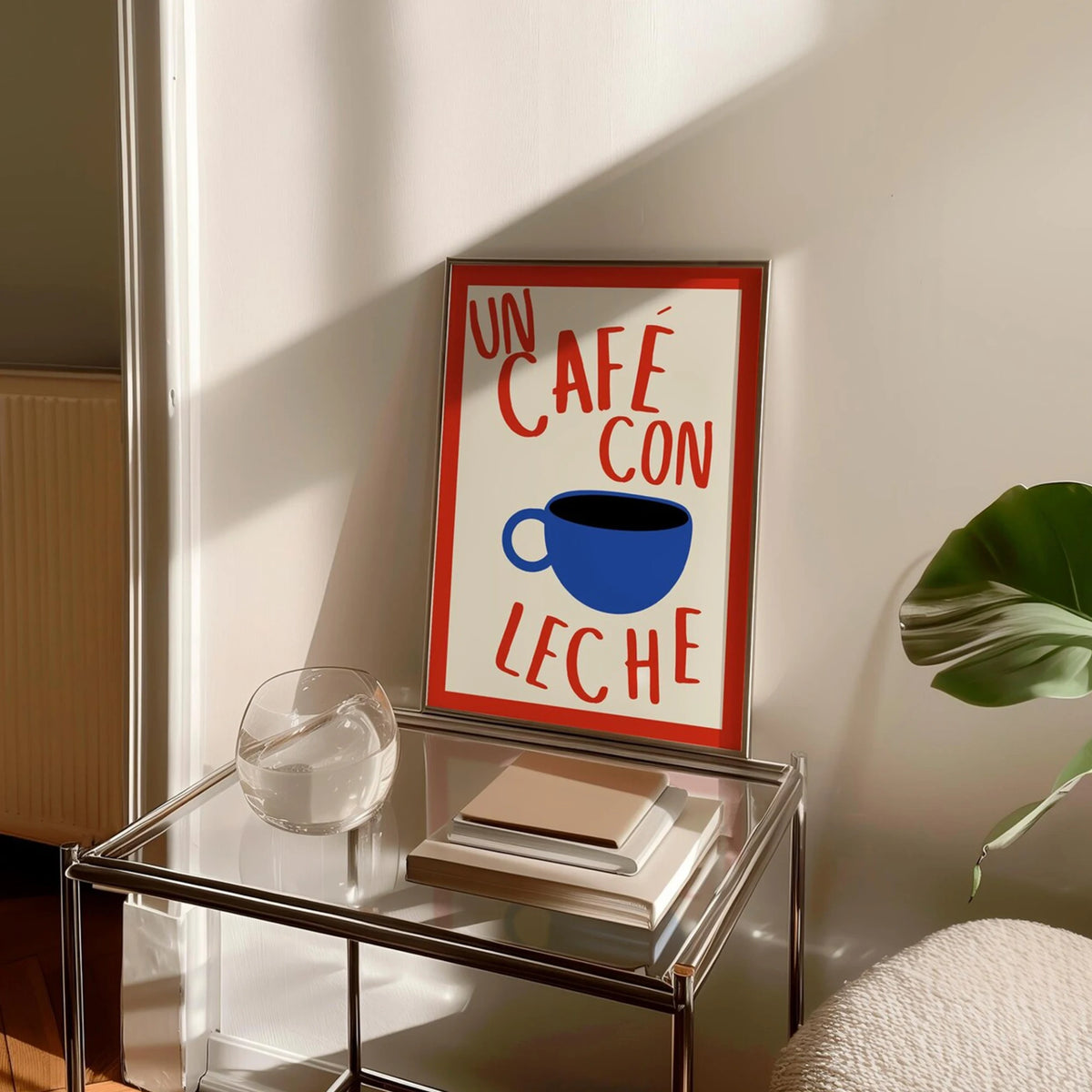 affiche graphique moderne con leche tasse rouge blanche bleue salon chambre