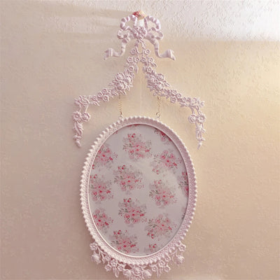 Cadre photo ancien romantique rose blanc décoration murale