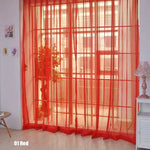 rideau transparent moderne fin vertical plissé couleurs vives turquois orange rouge violet rose blanc
