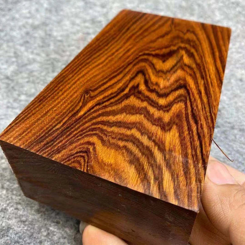 bois sculpture marron foncé rayures naturelles rustique non fini diy manche couteau 10x3x3cm 10x4x4cm
