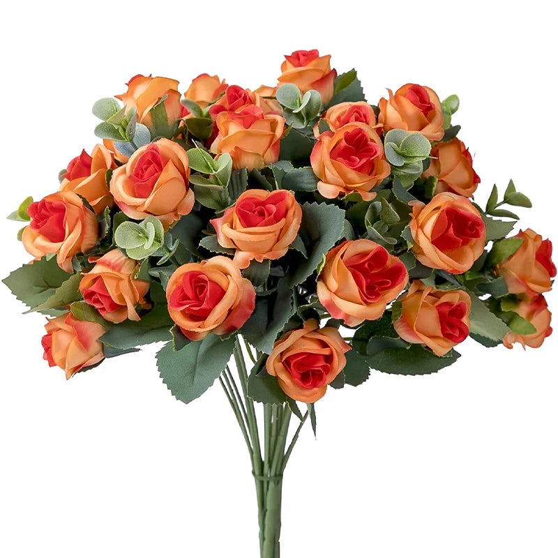 bouquet roses artificielles orange blanc rose clair violet feuilles vertes decoration maison mariage anniversaireintérieur