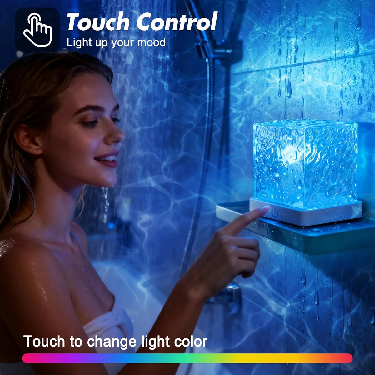 lampe led rechargeable 16 couleurs télécommande support plat moderne ambiance chambre salon bleu rose