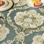 chemin table vert brodé élégant maison scénique polyester coton ornemental serviettes assiettes couverts vin