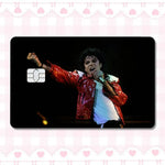 carte crédit personnalisée adhésif noir blanc michael jackson poses fond noir moderne minimaliste