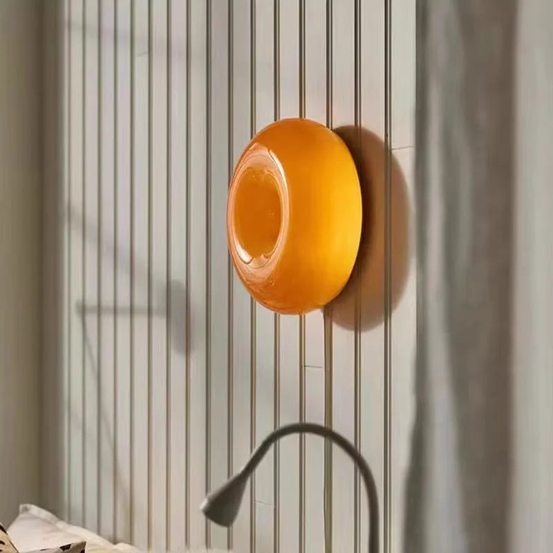 lampe table moderne orange adhésive led base câble blanc flux lumineux chambre entrée