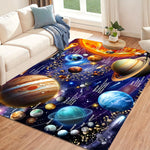 tapis violet bleu orange planètes étoiles moderne antidérapant salon chambre bain