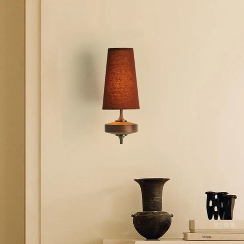 lampe murale led moderne bois marron abatjour texturé vintage chambre salon