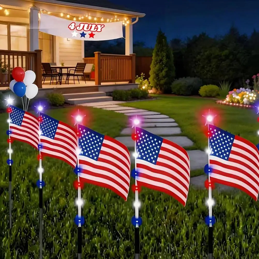 lampes solaires led drapeau américain rouge blanc bleu étoiles rayures modernes extérieures
