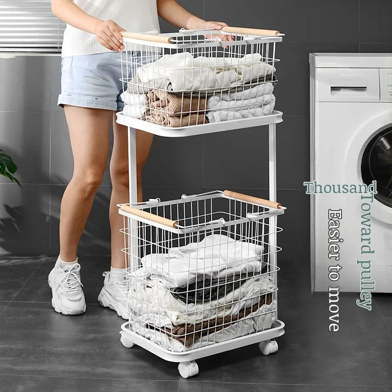 panier linge blanc moderne roulettes réutilisable maille métallique pliable chambre buanderie